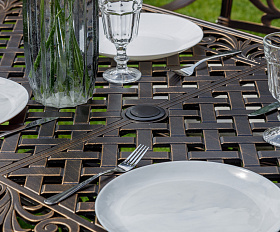 Обеденный комплект Wilhelm Royal Family из литого алюминия на 6 персон. Прямоугольный стол