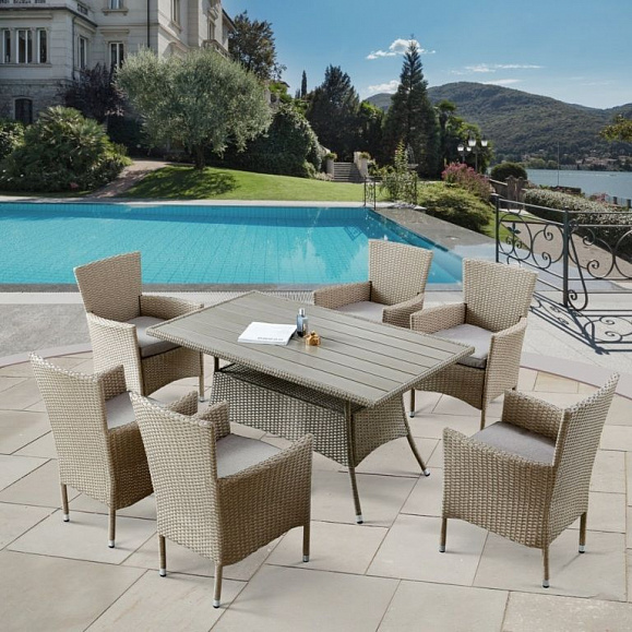 Комплект плетеной мебели AFM-195-6Pcs Beige (6+1) фото 1