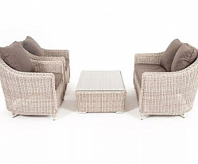 Лаунж-зона Кон Панна 4SIS из искусственного ротанга, цвет бежевый