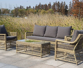 Стол журнальный Гранд Латте 4SIS из искусственного ротанга, цвет соломенный