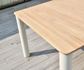 Прага обеденный стол с тиковой столешницей и алюминиевым каркасом