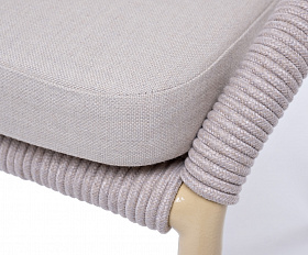 Милан стул плетеный из роупа, каркас алюминий (RAL1001), роуп бежевый круглый, ткань бежевая