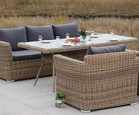 Обеденная группа Моккачино 4SIS из искусственного ротанга, цвет соломенный
