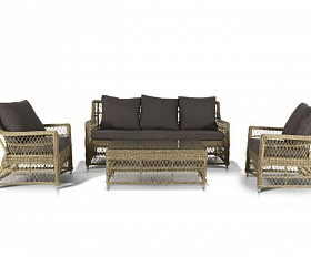 Лаунж-зона Гранд Латте 4SIS из искусственного ротанга, цвет соломенный