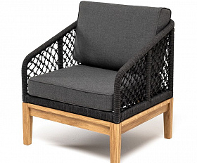 Кресло Канны 4SIS из роупа (веревки) узелкового плетения, основание дуб, цвет темно-серый