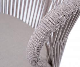 Милан стул плетеный из роупа, каркас алюминий (RAL1001), роуп бежевый круглый, ткань бежевая