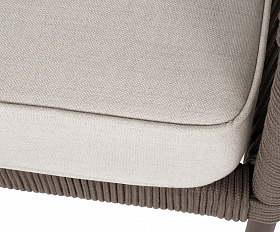 Канны диван модульный плетеный из роупа, каркас алюминий коричневый (RAL8016) муар, роуп коричневый круглый, ткань бежевая 15052