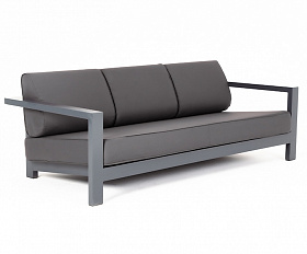 Гранада диван 3-местный, каркас алюминий темно-серый (RAL7024) шагрень, ткань темно-серая 027