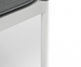 Канны левый модуль плетеный из роупа, каркас алюминий белый муар, роуп светло-серый круглый, ткань светло-серая