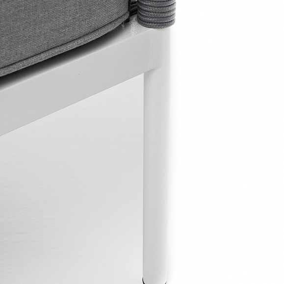 Канны левый модуль плетеный из роупа, каркас алюминий белый муар, роуп светло-серый круглый, ткань светло-серая фото 6