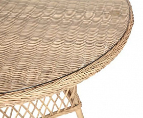 Плетеный круглый стол Эспрессо 4SIS из искусственного ротанга, цвет соломенный