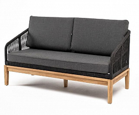 Диван двухместный Канны 4SIS из роупа (веревки), каркас дуб, цвет темно-серый