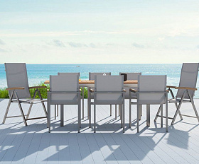 Комплект обеденной мебели Lyon-Andy 280B-6N2R Brafritid бежевый/натуральный, алюминий/тик