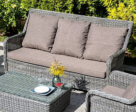 Диван трехместный Гляссе 4SIS из искусственного ротанга, цвет графит