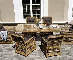 Обеденная Цесена 4SIS группа плетеная из искусственного ротанга, цвет соломенный