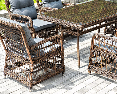 Обеденная Цесена 4SIS группа плетеная из искусственного ротанга, цвет коричневый