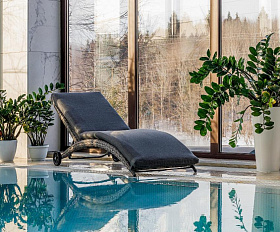 Шезлонг Agata Royal Family из искусственного ротанга с матрасом, цвет серый