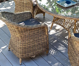 Обеденная группа Эспрессо-150 R 4SIS из искусственного ротанга, цвет соломенный