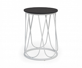 Перу журнальный стол из HPL круглый Ø40 H55, каркас из алюминия белый (RAL 9016) муар, цвет столешницы серый мрамор