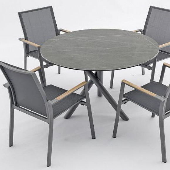 Комплект обеденной мебели Timra AL-N Brafritid антрацит/натуральный, алюминий/тик фото 2