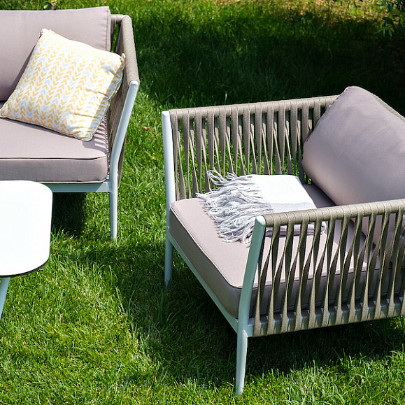 Касабланка лаунж-зона плетеная из роупа 4-местная, цвет серо-коричневый фото 5