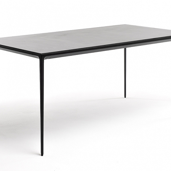 Малага обеденный стол из HPL 140х80см, цвет серый гранит, каркас черный фото 1
