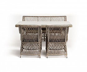 Плетеная обеденная группа Катания 4SIS из искусственного ротанга, цвет бежевый