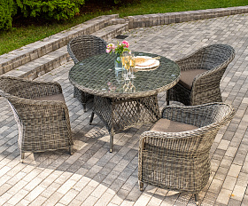 Равенна обеденная группа плетеная, цвет графит