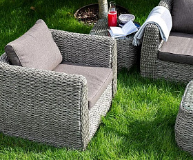 Столик кофейный Кальяри 4SIS из искусственного ротанга (гиацинт), цвет серый