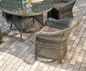 Равенна обеденная группа плетеная, цвет графит