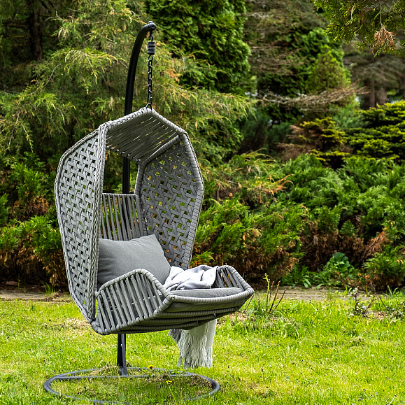 Капри подвесное кресло из искусственного ротанга, цвет серый фото 1