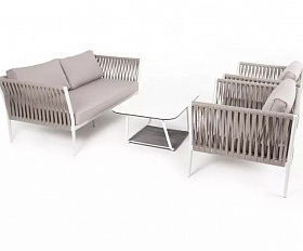 Плетеная лаунж-зона Касабланка 4SIS из роупа (веревки), цвет серо-коричневый