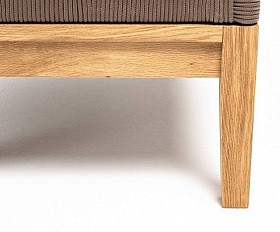 Кресло Канны 4SIS плетеное из роупа, основание дуб, роуп коричневый круглый, ткань темно-серая 27