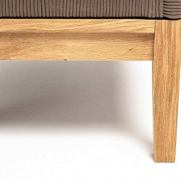 Кресло Канны 4SIS плетеное из роупа, основание дуб, роуп коричневый круглый, ткань темно-серая 27 фото 2