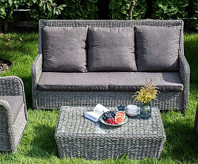 Лаунж-зона Гляссе 4SIS из искусственного ротанга (гиацинт), цвет графит