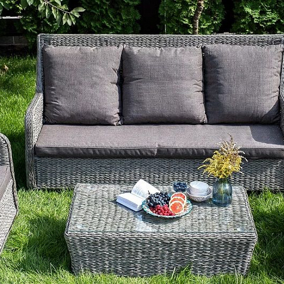 Лаунж-зона Гляссе 4SIS из искусственного ротанга (гиацинт), цвет графит фото 7