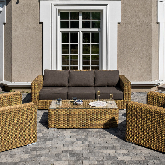 Боно лаунж-зона из искусственного ротанга, цвет соломенный фото 1