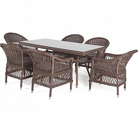 Обеденная группа Амароне 4SIS из искусственного ротанга, цвет коричневый