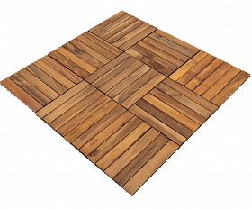 Модульный уличный пол из акации НОРД (6 ламелей), 30×30 см, набор 10 шт Joygarden