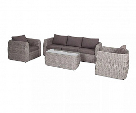 Лаунж-зона Кальяри 4SIS из искусственного ротанга (гиацинт), цвет графит