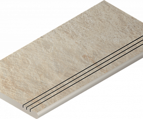 Керамогранитная ступень Italon Манетик X2 Уайт Закругленная Грип 30X60