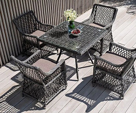 Плетеная обеденная группа Айриш 4SIS из искусственного ротанга, цвет графит