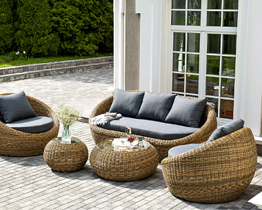 Лаунж-Зона Барселона 4SIS из искусственного ротанга, цвет соломенный