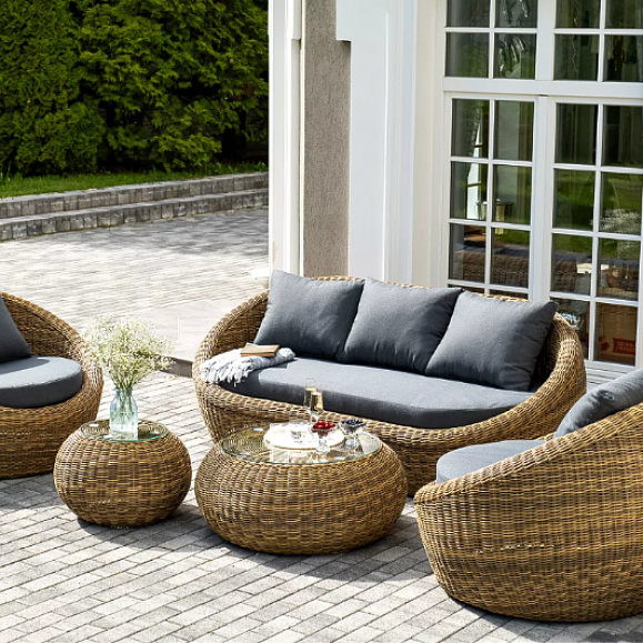 Лаунж-Зона Барселона 4SIS из искусственного ротанга, цвет соломенный фото 3