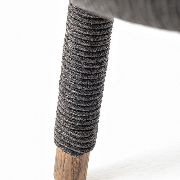 Кресло плетеное Верона 4SIS из роупа, каркас алюминий темно-серый (RAL7024) шагрень, роуп темно-серый круглый, ткань темно-серая фото 8