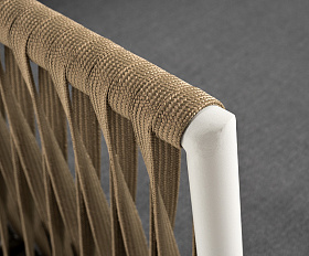 Касабланка диван 3-местный плетеный из роупа, каркас алюминий светло-серый (RAL7035) муар, роуп серо-коричневый 23мм, ткань серая 017