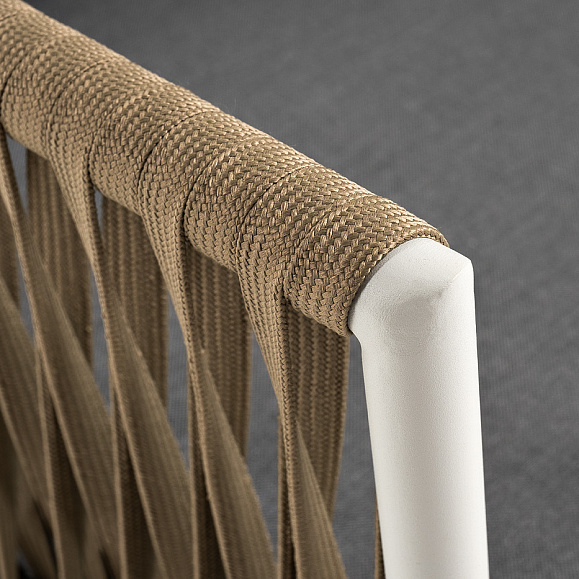 Касабланка диван 3-местный плетеный из роупа, каркас алюминий светло-серый (RAL7035) муар, роуп серо-коричневый 23мм, ткань серая 017 фото 4