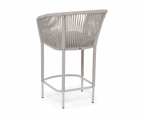 Марсель стул полубарный плетеный из роупа, каркас из стали светло-серый (RAL7035) муар, роуп бежевый круглый, ткань Mossle бежевая, пос.H65
