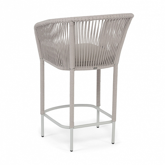 Марсель стул полубарный плетеный из роупа, каркас из стали светло-серый (RAL7035) муар, роуп бежевый круглый, ткань Mossle бежевая, пос.H65 фото 5