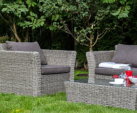 Лаунж-зона Капучино Сингл 4SIS из искусственного ротанга (гиацинт), цвет серый